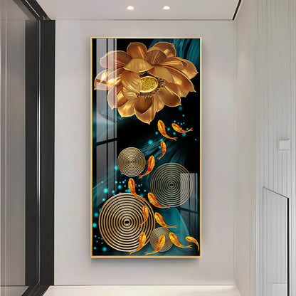 Golden Serenity Blossom Premium Acrylic Vertical Wall Art