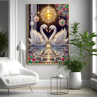 Pair Of White Swans Premium Acrylic Vertical Wall Art