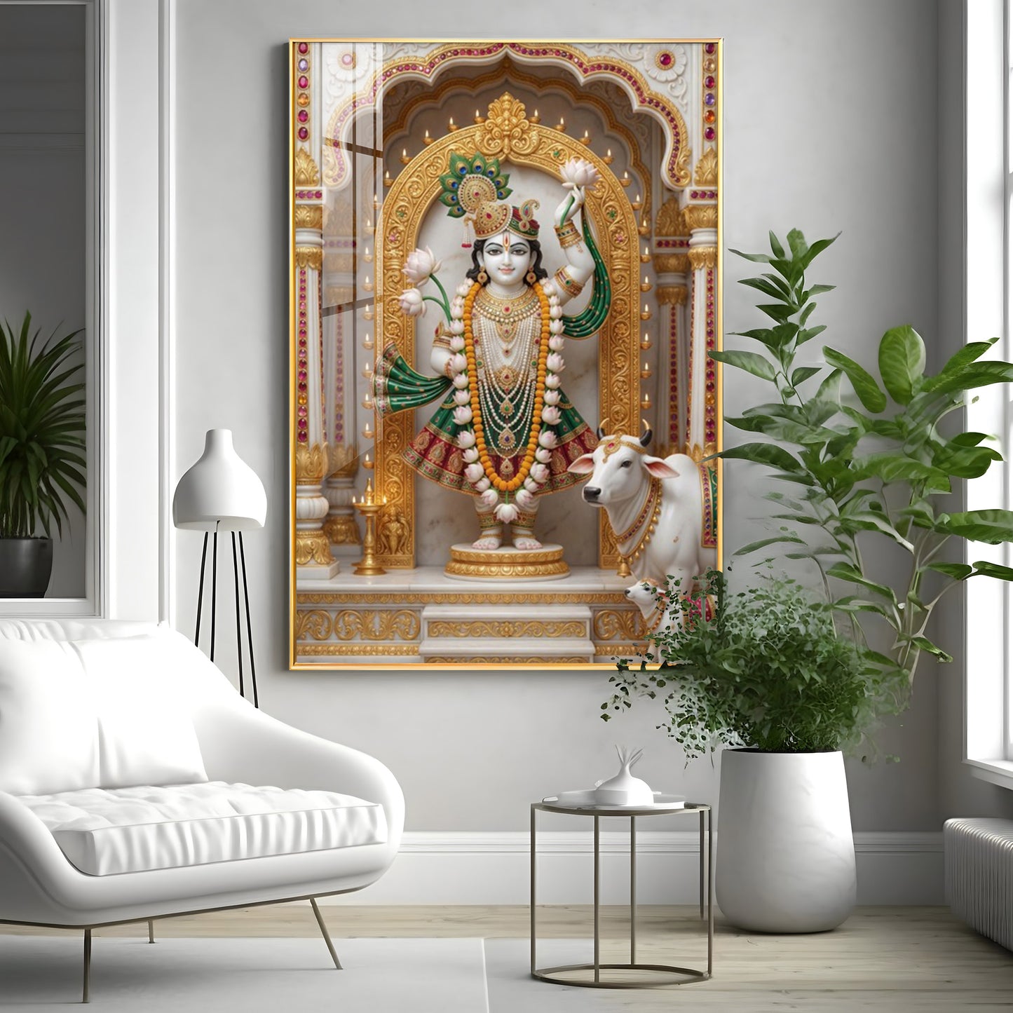 Divine Lord Krishna Ji Premium Acrylic Vertical Wall Art
