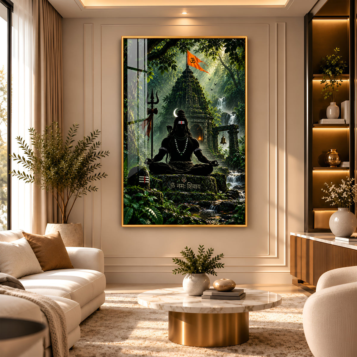 Lord Shiva Meditating In Forest Premium Acrylic Vertical Wall Art