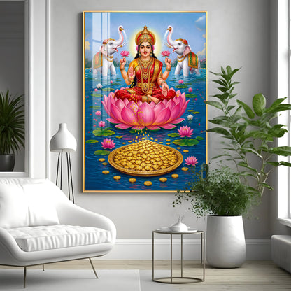 Goddess Lakshmi Devi Premium Acrylic Vertical Wall Art