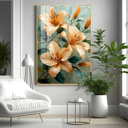 Elegant Orange Lily Flower Premium Acrylic Vertical Wall Art