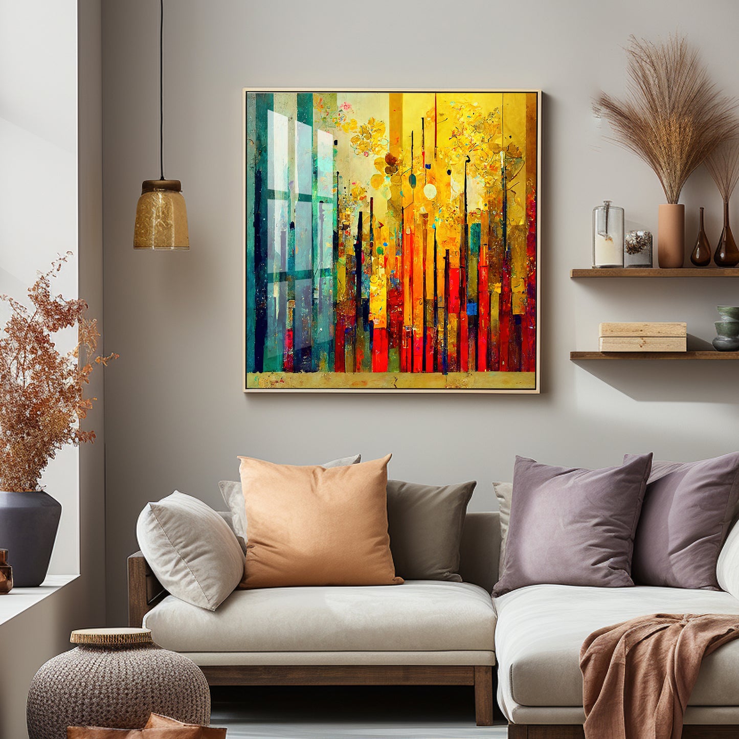 Multi Color Abstract Art Premium Acrylic Square Wall Art