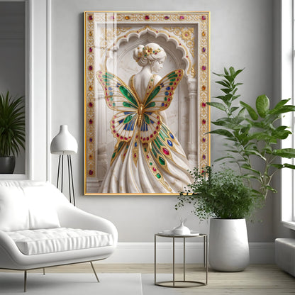 Woman With Butterfly Shaped Wings Premium Acrylic Vertical Wall Art