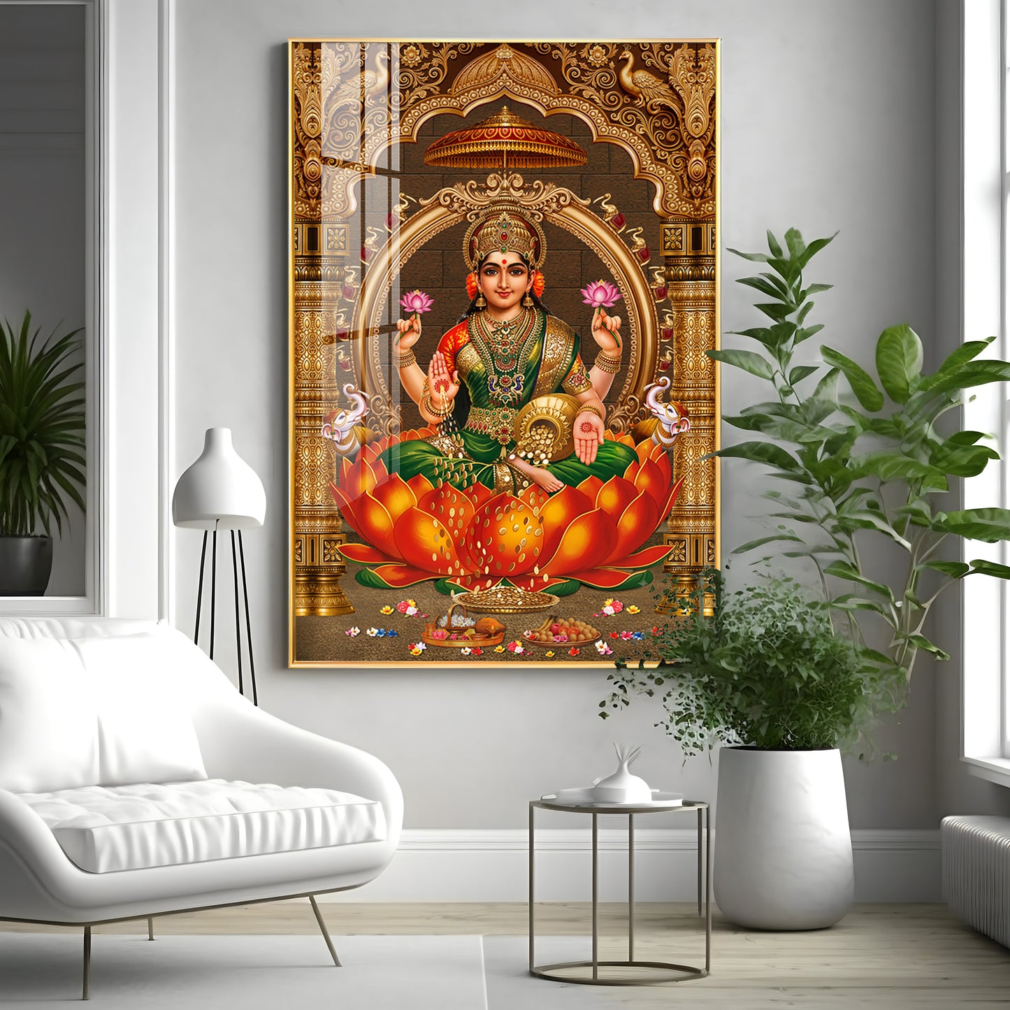 Goddess Lakshmi Premium Acrylic Vertical Wall Art