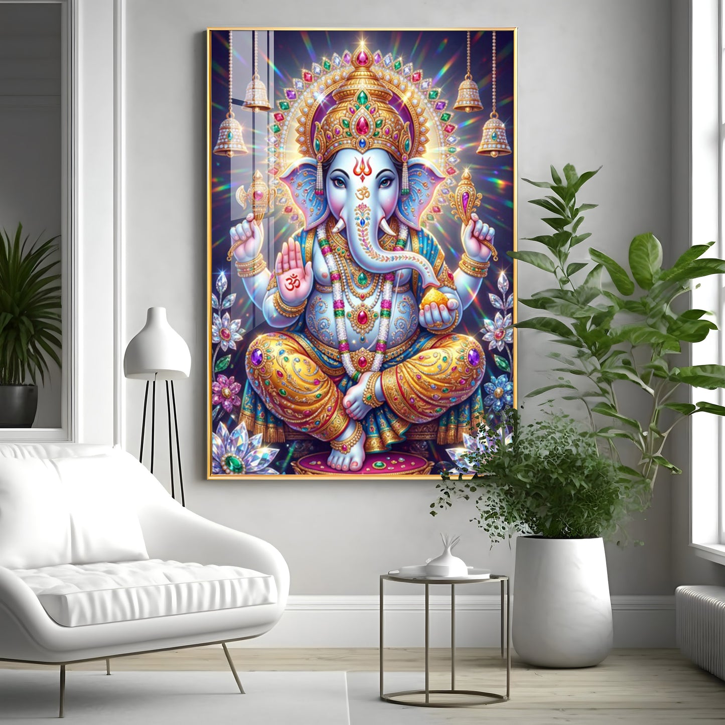 Celestial Serenity Of Lord Ganesha Premium Acrylic Vertical Wall Art