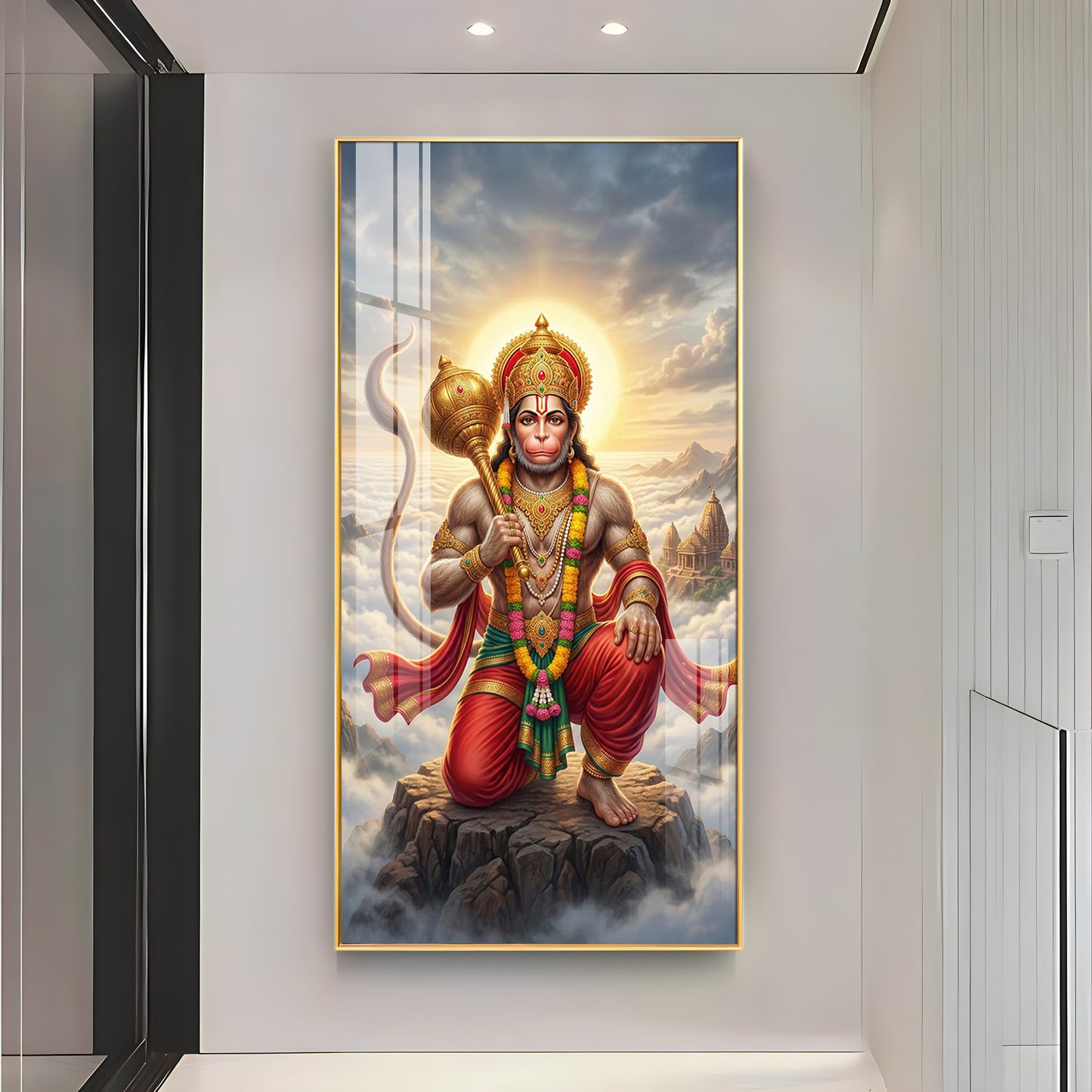 Divine Hanuman Ji Blessing Premium Acrylic Vertical Wall Art