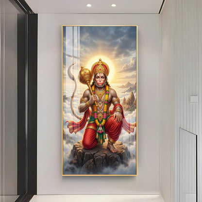 Divine Hanuman Ji Blessing Premium Acrylic Vertical Wall Art