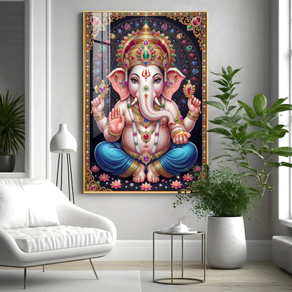 Lord Shri Ganesh Premium Acrylic Vertical Wall Art