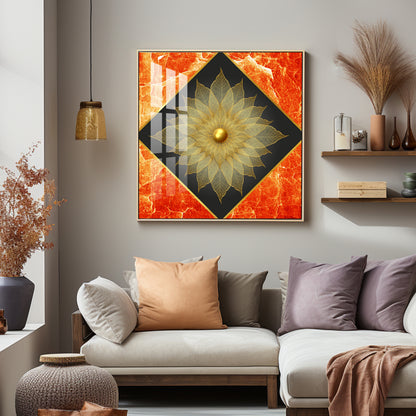 Gold Petal Flower Premium Acrylic Square Wall Art