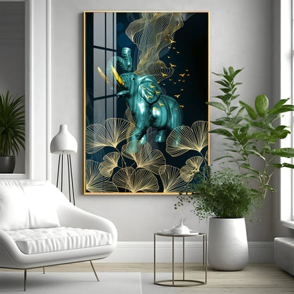 Blue Elephant Premium Acrylic Vertical Wall Art