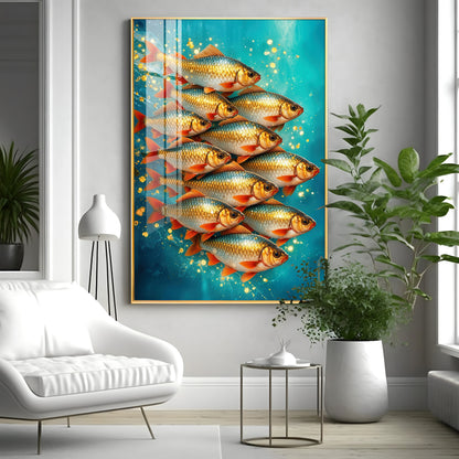 Shimmering Goldfish Premium Acrylic Vertical Wall Art