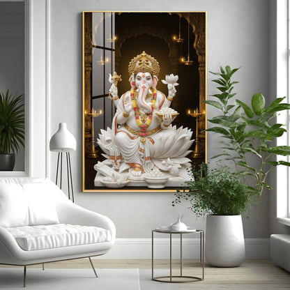 Divine Serenity Of Ganesh Ji Premium Acrylic Vertical Wall Art
