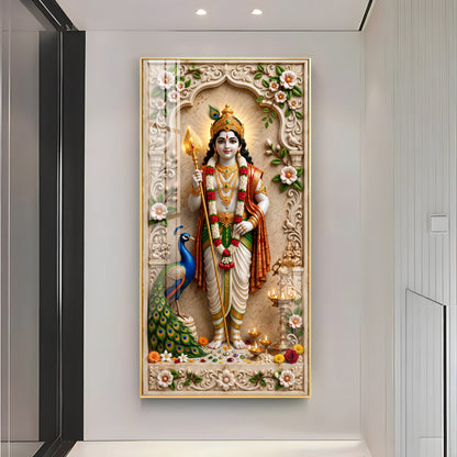 Hindu Deity Of War Lord Murugan Premium Acrylic Vertical Wall Art