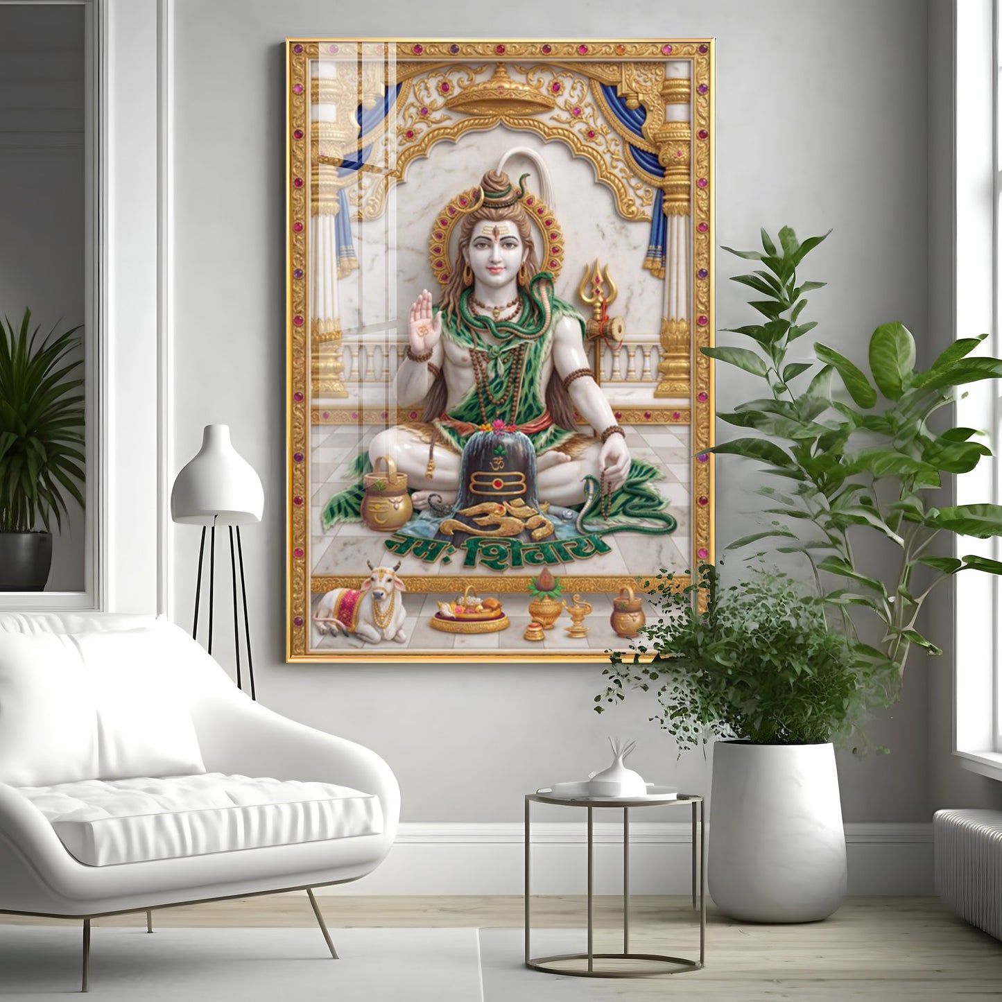 Lord Shiv Shankar Premium Acrylic Vertical Wall Art