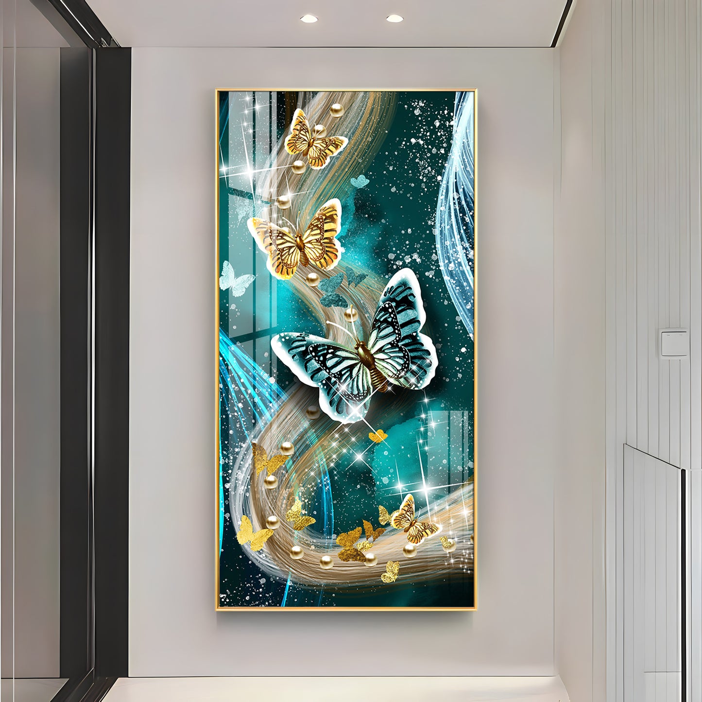 Pair Of Butterfly Premium Acrylic Vertical Wall Art