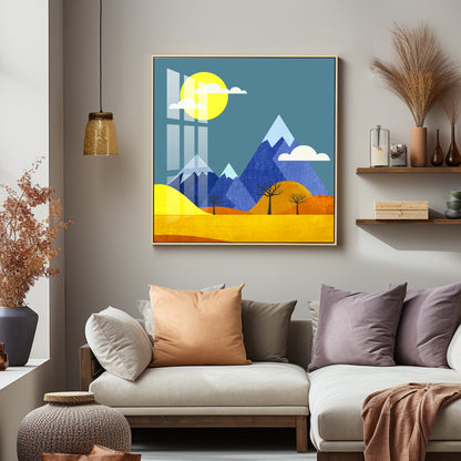 Colorful Flat Illustration Premium Acrylic Square Wall Art