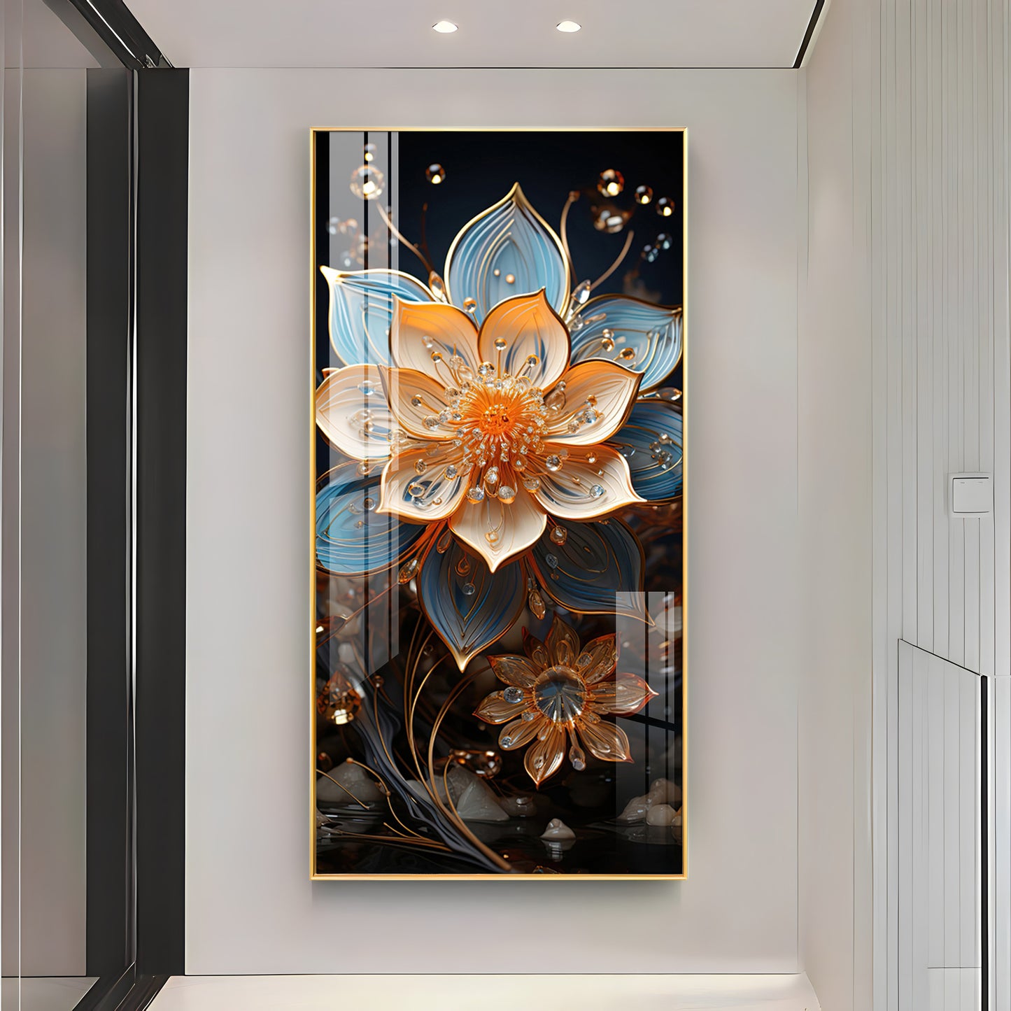 Floral Hallway Harmony Premium Acrylic Vertical Wall Art