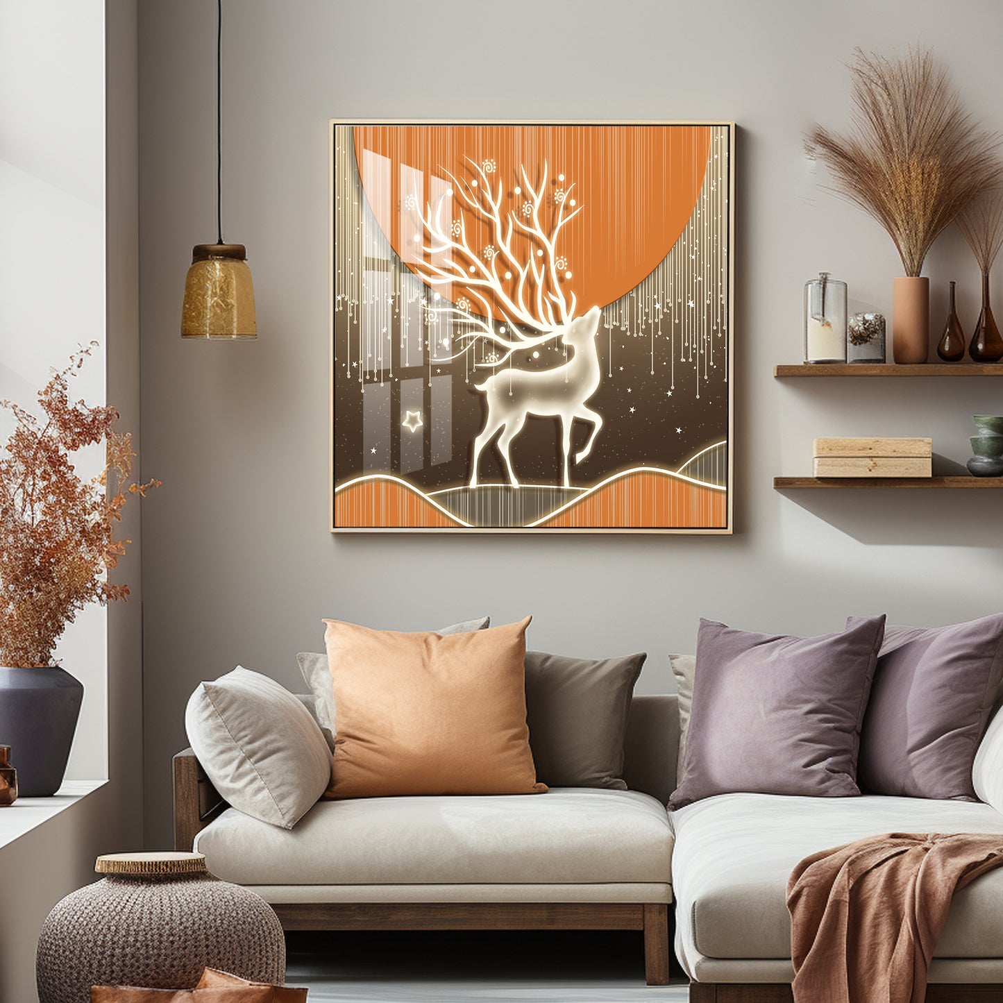 Nature & Deer Premium Acrylic Square Wall Art
