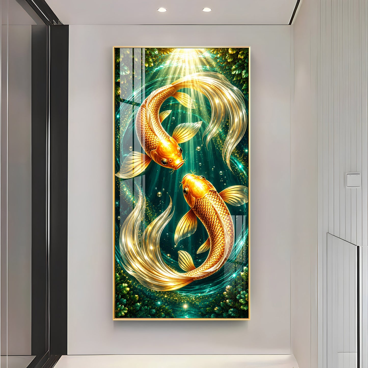 Beautiful Pair Of Koi Fish Premium Acrylic Vertical Wall Art