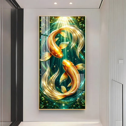 Beautiful Pair Of Koi Fish Premium Acrylic Vertical Wall Art
