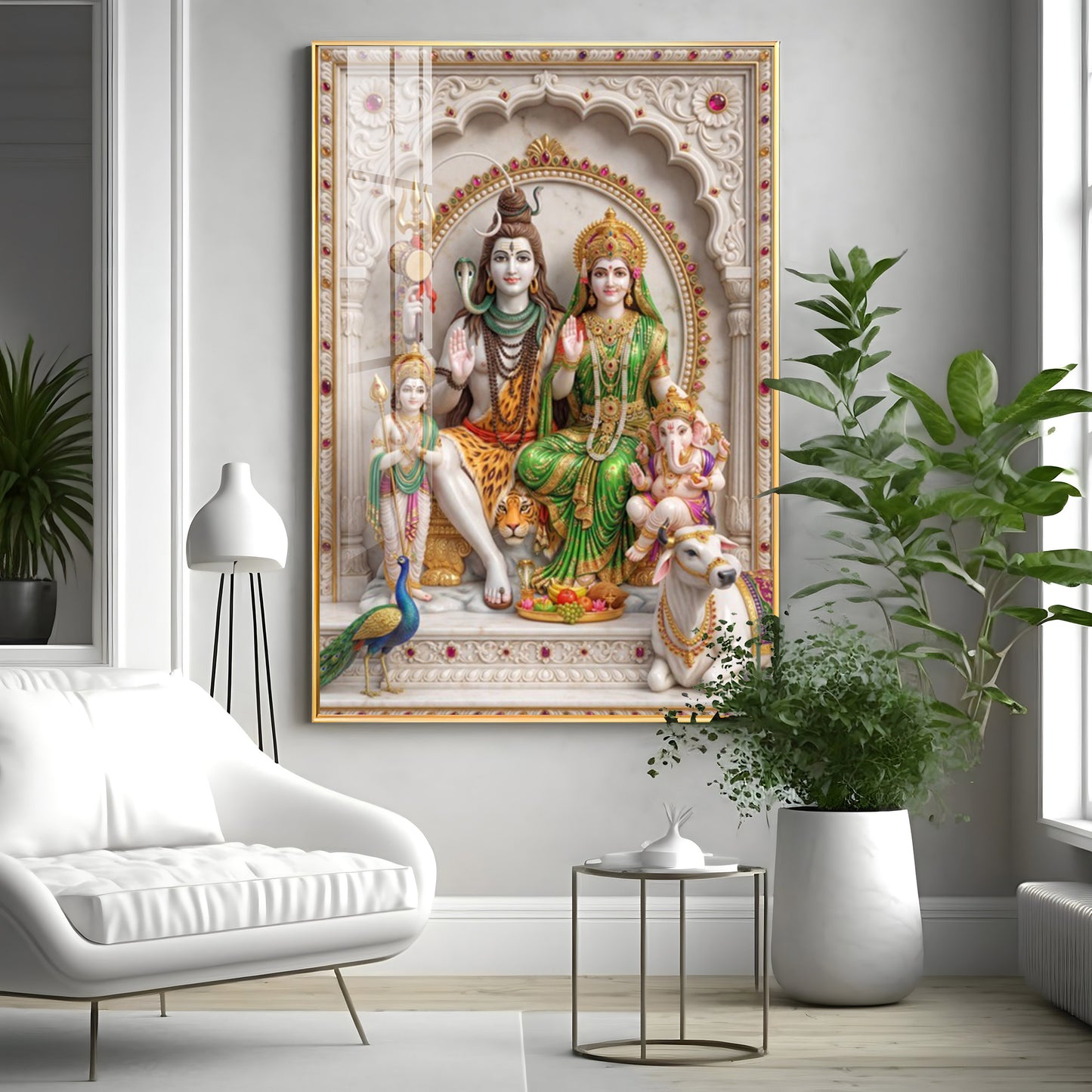 Cosmic Energy Of Shiv Parivar Premium Acrylic Vertical Wall Art
