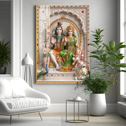 Cosmic Energy Of Shiv Parivar Premium Acrylic Vertical Wall Art