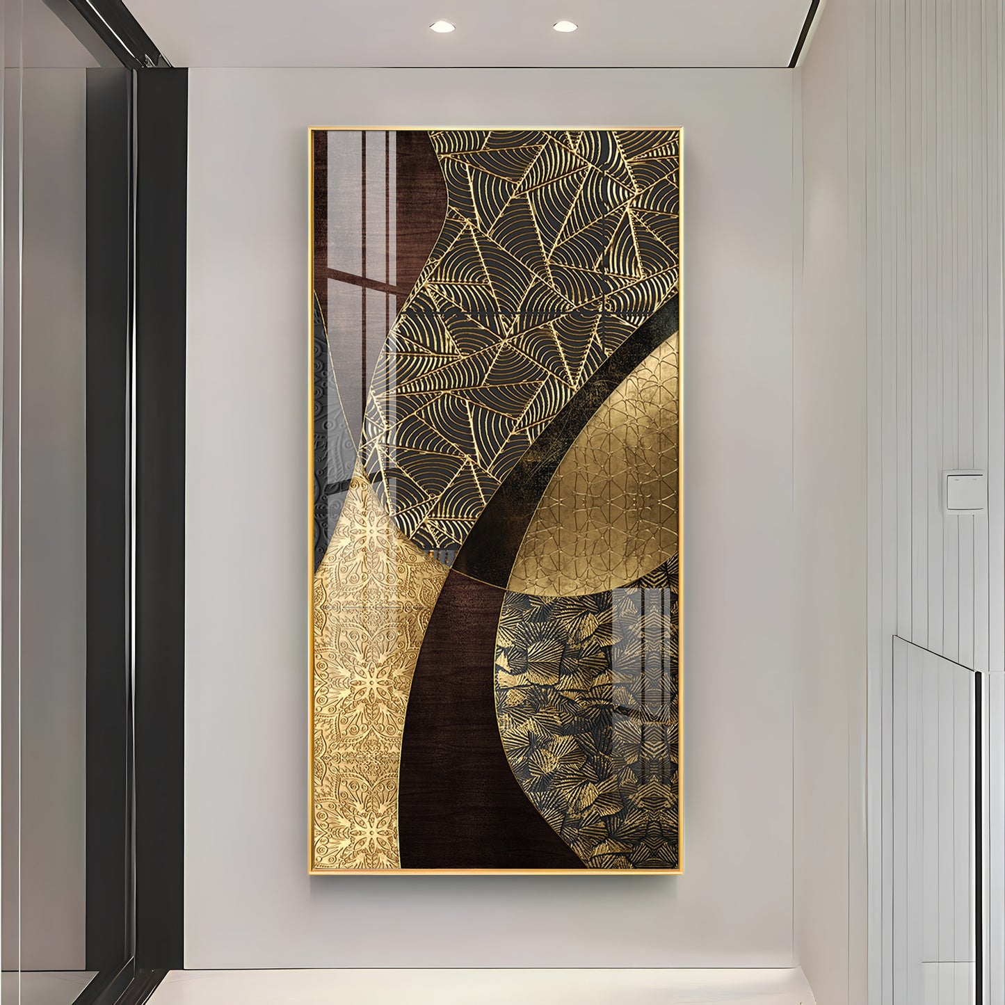 Golden Noir Elegance Premium Acrylic Vertical Wall Art