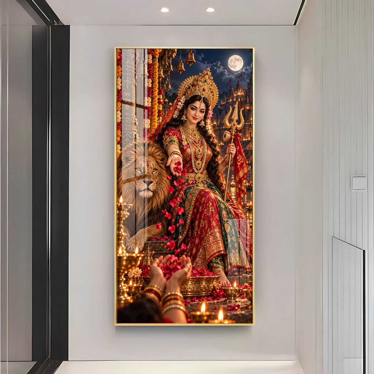 Maa Siddhidatri Premium Acrylic Vertical Wall Art