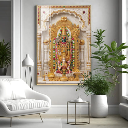 Divine Tirupati Balaji with Lakshmi Ji Premium Acrylic Vertical Wall Art
