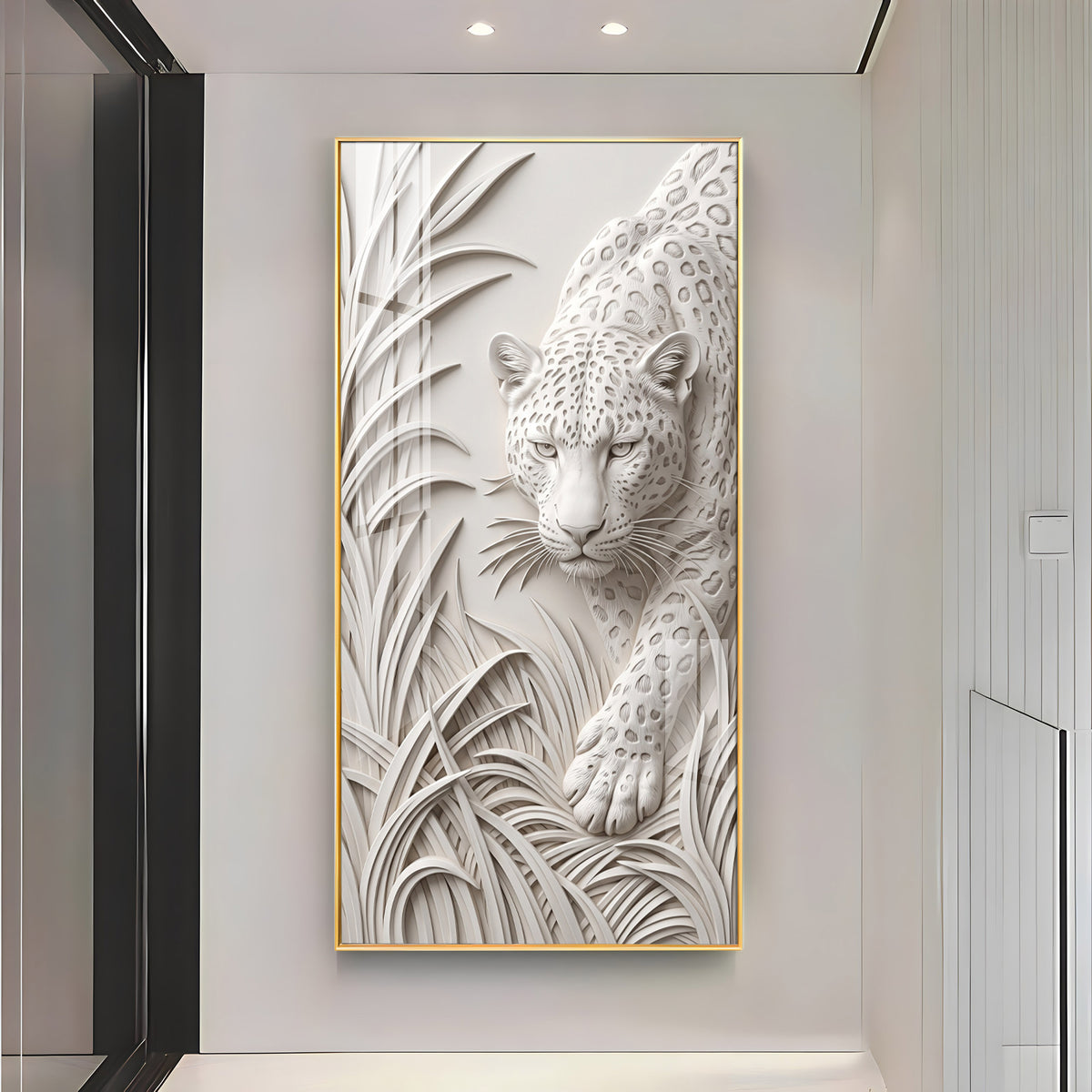 White Leopard Premium Acrylic Vertical Wall Art