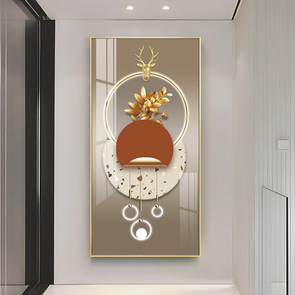 Golden Floral Grandeur Premium Acrylic Vertical Wall Art