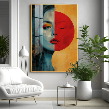 Abstract Serenity Modern Woman Premium Acrylic Vertical Wall Art