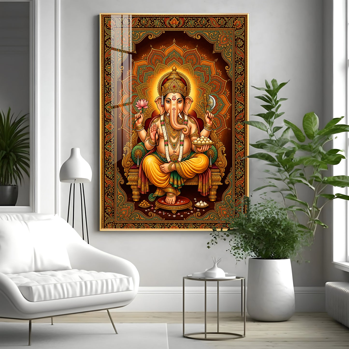 Divine Lord Ganesha Premium Acrylic Vertical Wall Art