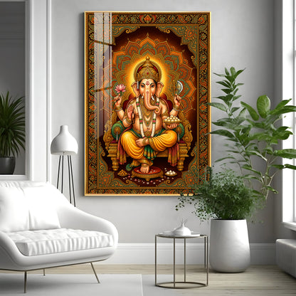 Divine Lord Ganesha Premium Acrylic Vertical Wall Art