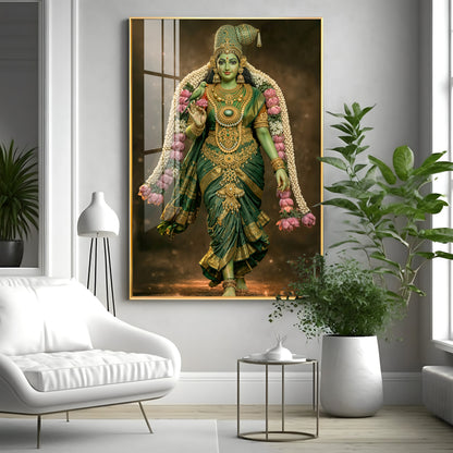 Goddess Meenakshi Blessing Premium Acrylic Vertical Wall Art