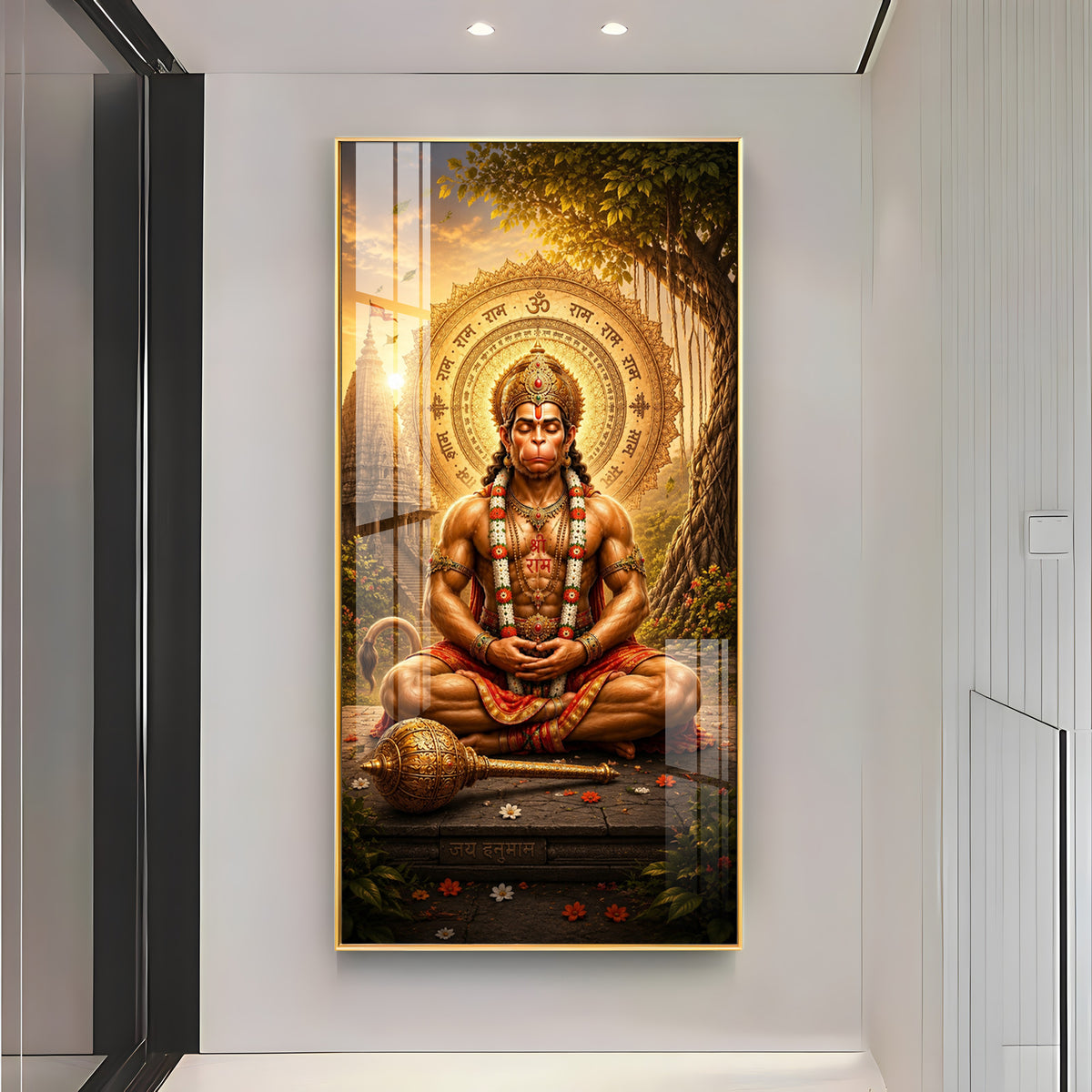 Divine Lord Hanuman's Premium Acrylic Vertical Wall Art