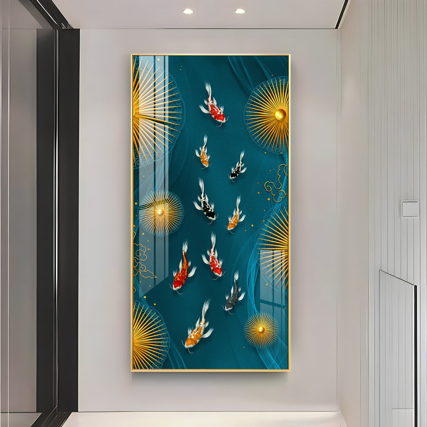 Feng Shui Koi Fish Premium Acrylic Vertical Wall Art