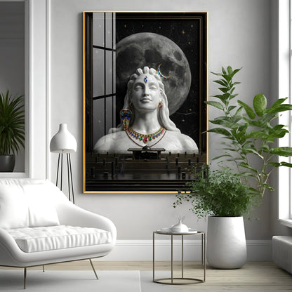 Hindu God Mahadev Premium Acrylic Vertical Wall Art