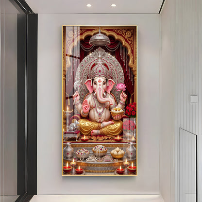 Divine Shree Ganesha Premium Acrylic Vertical Wall Art