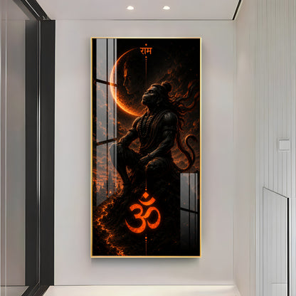 Meditating Lord Hanuman Premium Acrylic Vertical Wall Art