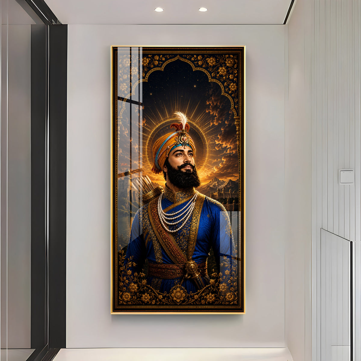 Guru Gobind Singh Ji Royal Blue Attire Premium Acrylic Vertical Wall Art