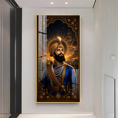 Guru Gobind Singh Ji Royal Blue Attire Premium Acrylic Vertical Wall Art