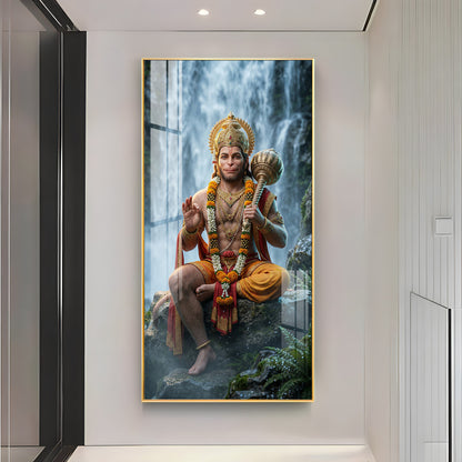 Hanuman Ji At The Water's Edge Premium Acrylic Vertical Wall Art
