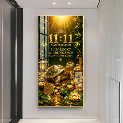 11:11 Manifestation Lucky Tortoise Premium Acrylic Vertical Wall Art