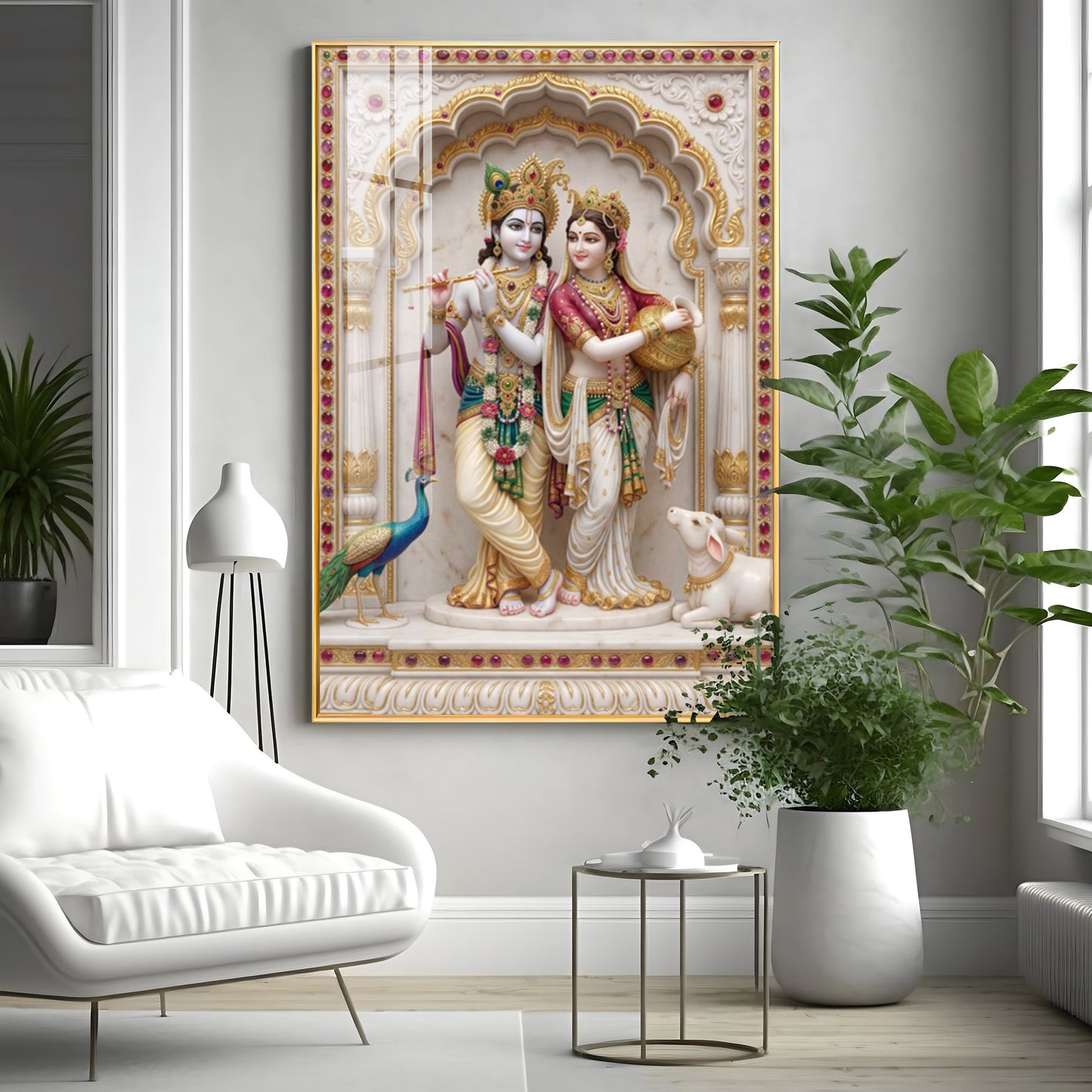 Radha Krishna Aura Premium Acrylic Vertical Wall Art