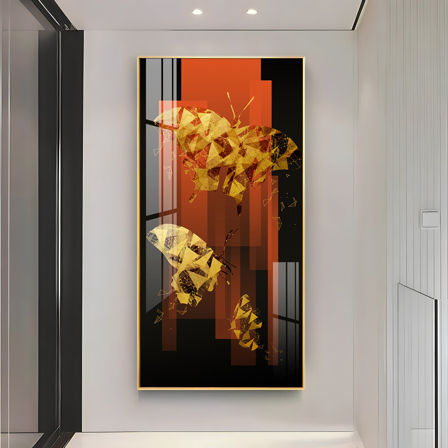 Golden Butterfly Premium Acrylic Vertical Wall Art