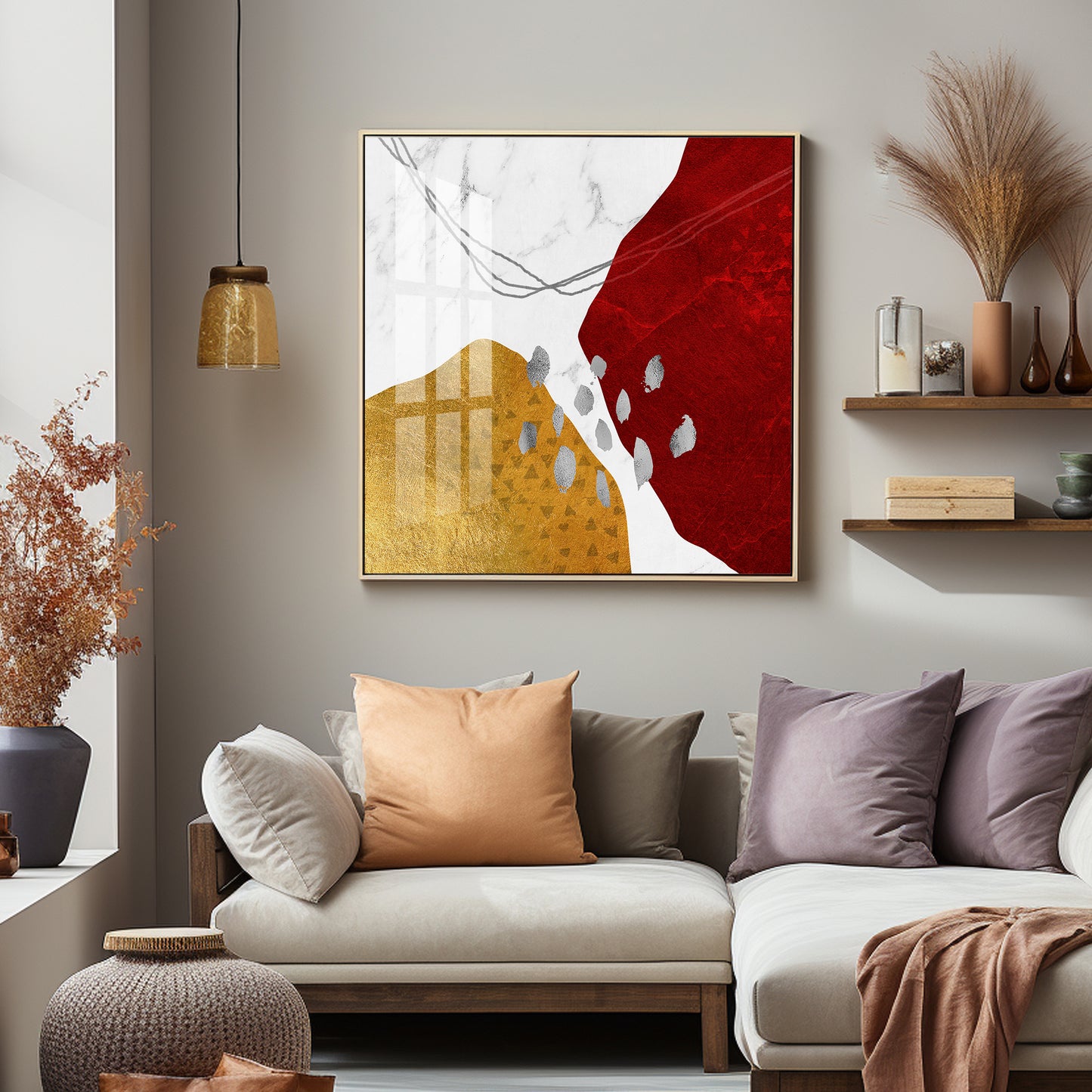 Crimson Elegance Premium Acrylic Square Wall Art