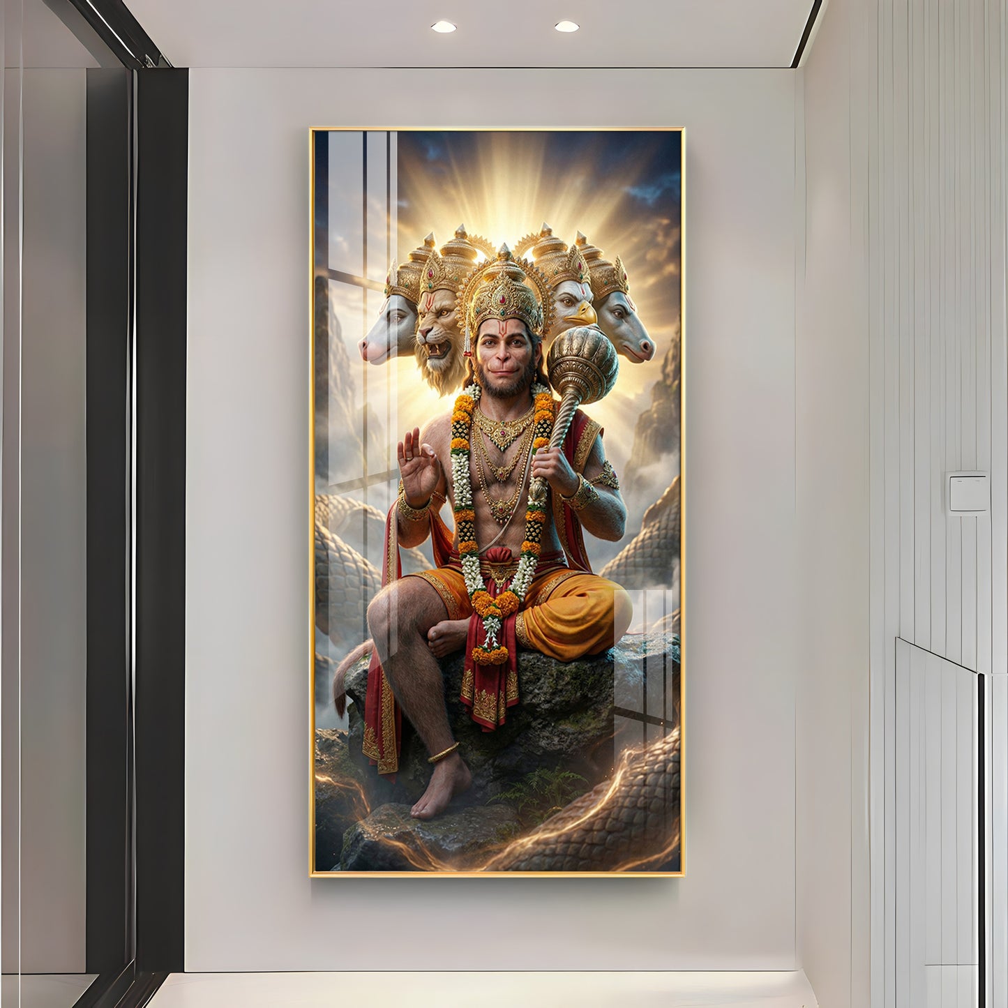 Divine Panchmukhi Hanuman Premium Acrylic Vertical Wall Art