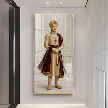 Young Sikh Guru Premium Acrylic Vertical Wall Art